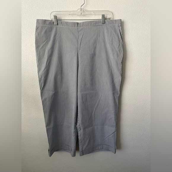 Alfred Dunner Women's Pull-On Stiped Nautical Pants Blue White Casual Size 20 - Picture 1 of 9